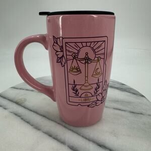 NWOT Libra Astrological pink and purple 16 OZ Travel Mug with lid